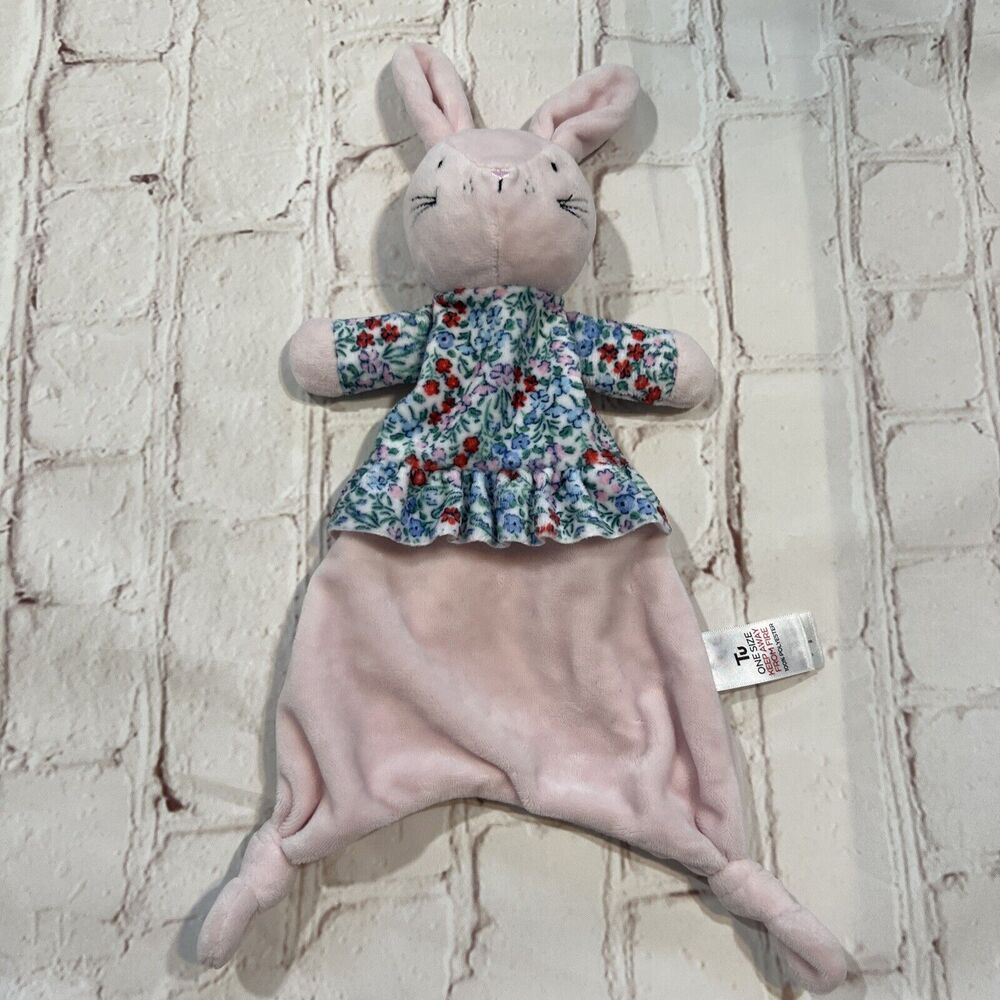 TU Baby Lovey Bunny Pink Floral Security Blanket Plush Toy